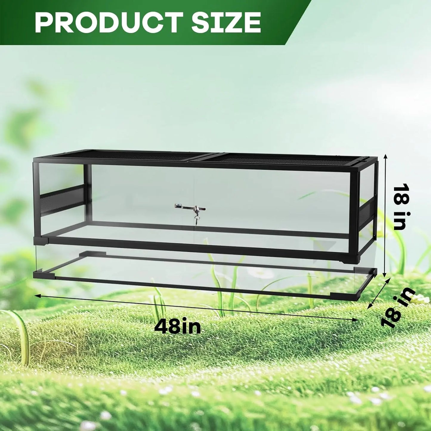 Anti-Escape Glass Reptile Tank – Ventilated Dual-Door Terrarium