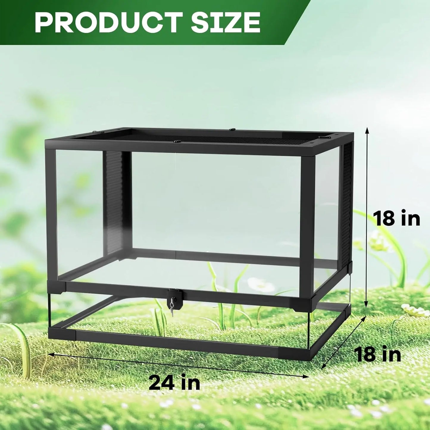 Anti-Escape Glass Reptile Tank – Ventilated Dual-Door Terrarium