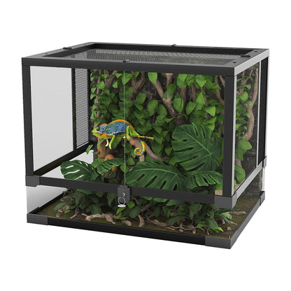 Anti-Escape Glass Reptile Tank – Ventilated Dual-Door Terrarium