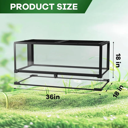 Anti-Escape Glass Reptile Tank – Ventilated Dual-Door Terrarium