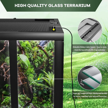 Anti-Escape Glass Reptile Tank – Ventilated Dual-Door Terrarium
